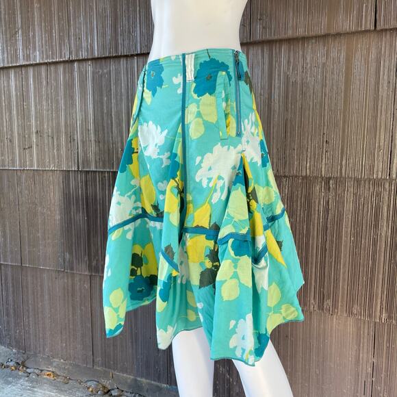 🔥Vintage Marithe Francois Girbaud Floral Full Circle Ruffled Knee Length Skirt - Picture 4 of 16
